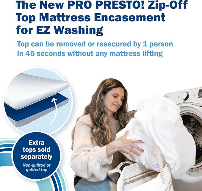 CleanRest PRO Presto! Zip-Off Top Mattress Encasement for EZ Washing, Twin Size, Waterproof Mattress Protector - Bed Bug, Dust Mite & Allergen Proof - 1 Person Install, No Mattress Lifting to Wash