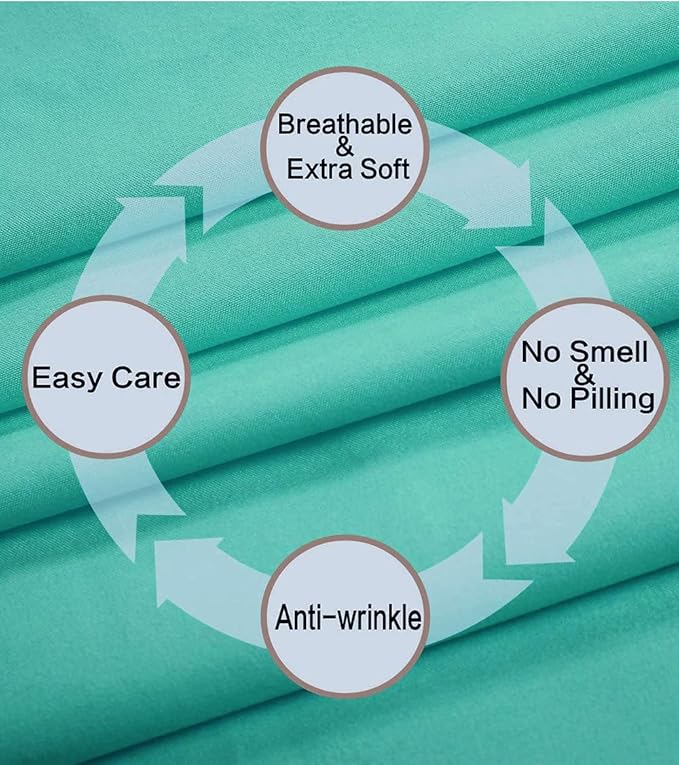 Best Season 4 Piece Bed Sheet Set (Queen Size Turquoise) 1 Flat Sheet,1 Fitted Sheet and 2 Pillow Cases,100% Brushed Microfiber 1800 Luxury Bedding,Deep Pockets,Extra Soft & Fade Resistant