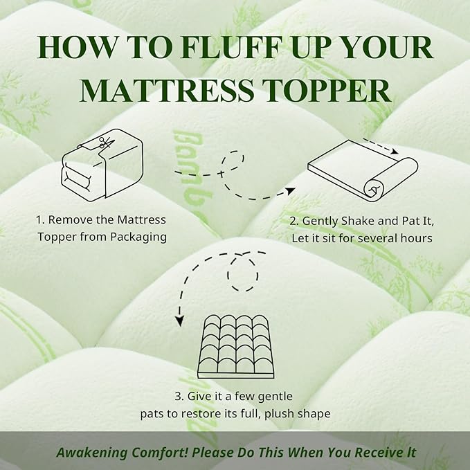 Memory Foam Mattress Topper - Viscose Made from Bamboo Pillow Top Thick California King Size Mattress Pad for Back Pain, Ultra Soft & Cooling for Hot Sleepers, 6-18'' Deep Pocket, Green