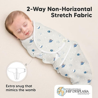 3-Pack Organic Baby Swaddle Sleep Sacks - Swaddles for Newborns, Infant 0-3 Months, Baby Girls, Boys, Soft & Snug Newborn Sleep Sack, Nursery Swaddling Blankets (Cosmo, OS)