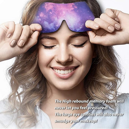 PrettyCare 3D Sleep Mask 2 Pack,Eye Mask for Sleeping 3D Contoured Sleeping Mask Blackout Out Light - Blindfold Airplane with Ear Plugs, Night Masks with Travel Bag (Ultra Purple and Black)