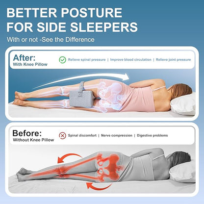 Knee Pillow for Side Sleepers,Cooling Leg Pillow for Sciatica, Knees,Back,Joints Between Legs,HIPS Pain Relief When Side Sleeping,Spine Aligning Support for Surgery Recovery, Pregnancy
