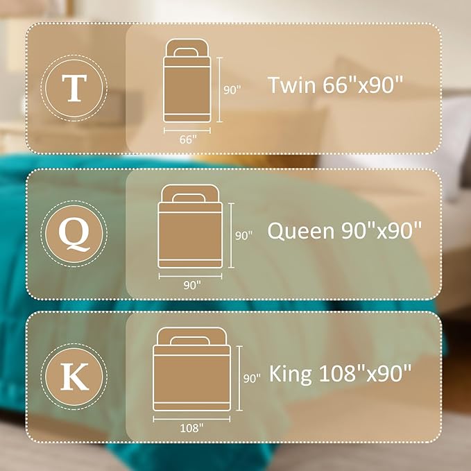 downluxe Queen Size Blanket with Satin Trim, Lightweight Down Alternative Blankets Queen Size for All Season, Machine Washable (Teal, 90x90 Inch)