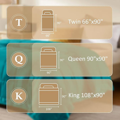 downluxe Queen Size Blanket with Satin Trim, Lightweight Down Alternative Blankets Queen Size for All Season, Machine Washable (Teal, 90x90 Inch)