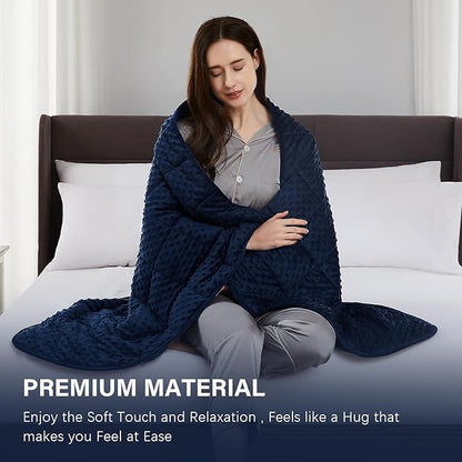 CuteKing Weighted Blanket - Weighted Blanket with Premium Glass Beads - Heavy Blanket Crystal Velvet for Comfort Sleep - Thick Blanket All Season (20lbs, 48"x72", Blue Bubble)