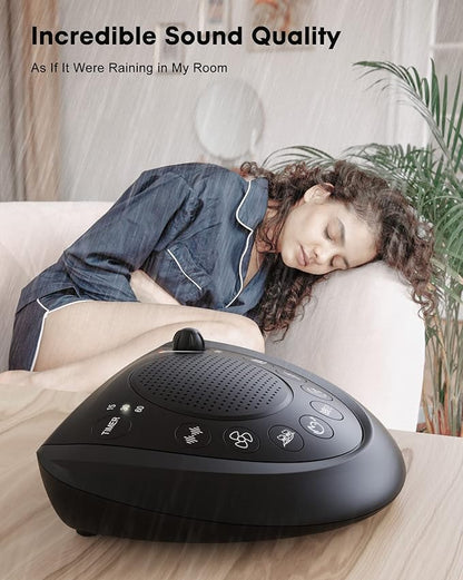 White Noise Machine, Portable Sleep Sound Machine with 24 Soothing Sounds, Timer & Memory Function, Headphone Jack, USB Charging, Powered by AC or Battery for Baby, Kids, Adults, Travel