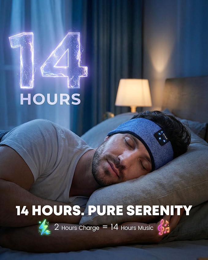 Sleep Headphones Headband Bluetooth 5.4 - Comfortable Wireless Headphones with Ultra-Thin HD Speakers for Travel, Yoga, Running, Insomnia Relief