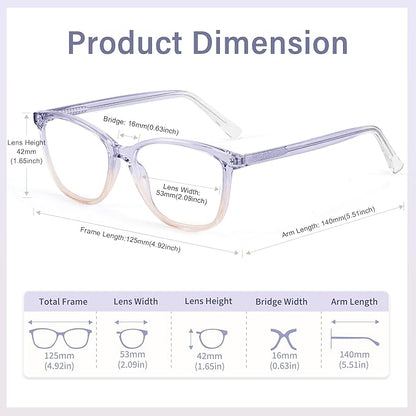 Madison Avenue Blue Light Blocking Glasses Anti Eyestrain UV Glare Blue Light Glasses for Women with Case, TV Phone Computer Gaming Eyeglasses (Purple Gradient Brown)