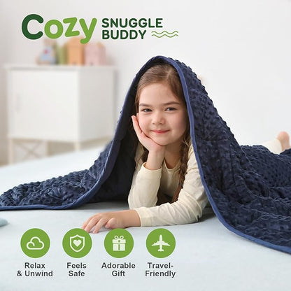Sivio Weighted Blanket, Minky Dots Weighted Blankets,Soft and Cozy Cooling Heavy Blanket, Calm and Nap, School and Home, 7lbs, 36 x 48inches, Navy Blue