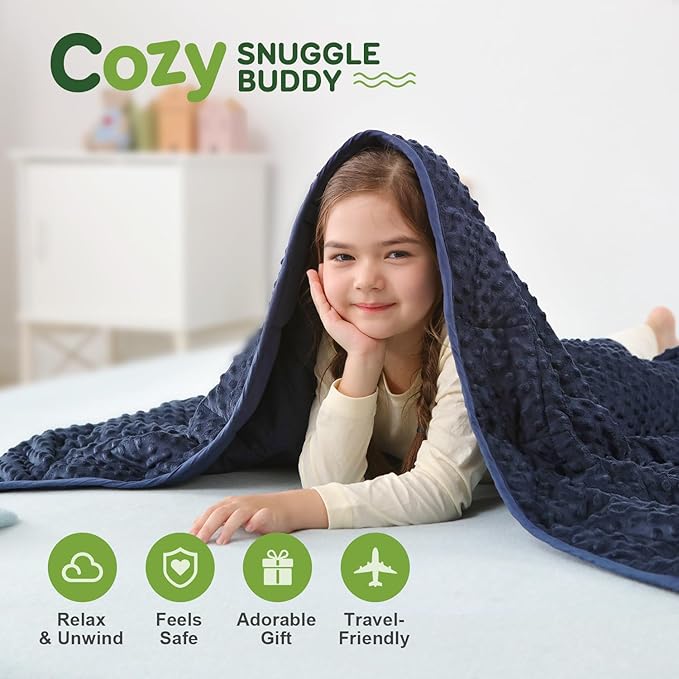 Sivio Weighted Blanket, Weighted Blanket,Soft and Cozy Cooling Heavy Blanket, Calm and Nap, School and Home, 3lbs, 36 x 48inches, Navy Blue