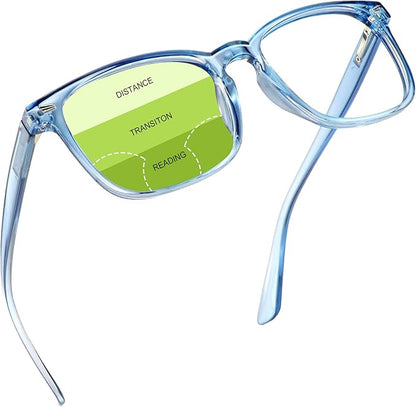YEIN Progressive Multifocus Reading Glasses, Spring Hinge Blue Light Blocking Glasses for Women Men, No Line Multifocal Readers with Clear Lenses (+1.00/+4.00 magnification)