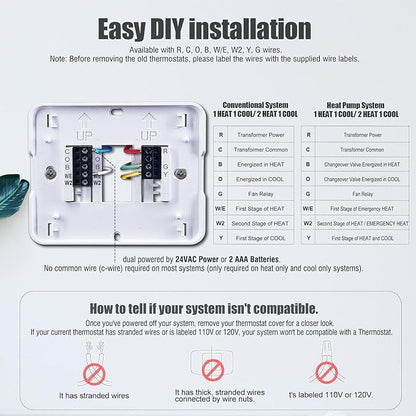 2 Heat/ 1 Cool Non-Programmable Thermostat for Home Heat Pump System and Conventional Single-Stage System, with Room Temperature & Humidity Monitor (White Backlit Screen)