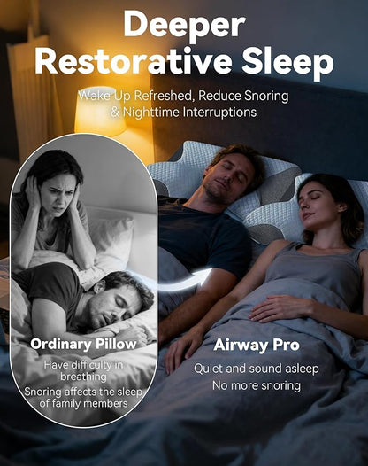 Neck Pillow for Snoring, 15° Neck Elevation Design Anti Snore Contour Pillows with Case, Premium Pain Relief for Side Back Stomach Sleepers (Grey)