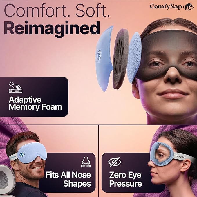 Eye Mask for Sleep with Ultimate Travel Case & Ear Plugs - DeepSpace™ Blackout Sleep Mask for Women Men, Side Sleeper Adjustable Eye Cover, Zero Eye Pressure, Memory Foam Eye Mask for Travel