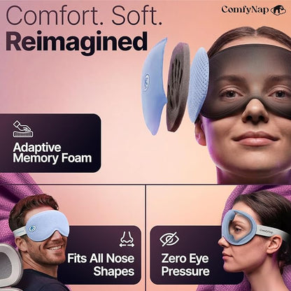 Eye Mask for Sleep with Ultimate Travel Case & Ear Plugs - DeepSpace™ Blackout Sleep Mask for Women Men, Side Sleeper Adjustable Eye Cover, Zero Eye Pressure, Memory Foam Eye Mask for Travel