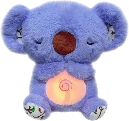 Breathing Koala Stuffed Animal - Anxiety Relief Plush with Musical Lights & Rhythmic Breathing Motion for Adults and Kids (Blue)