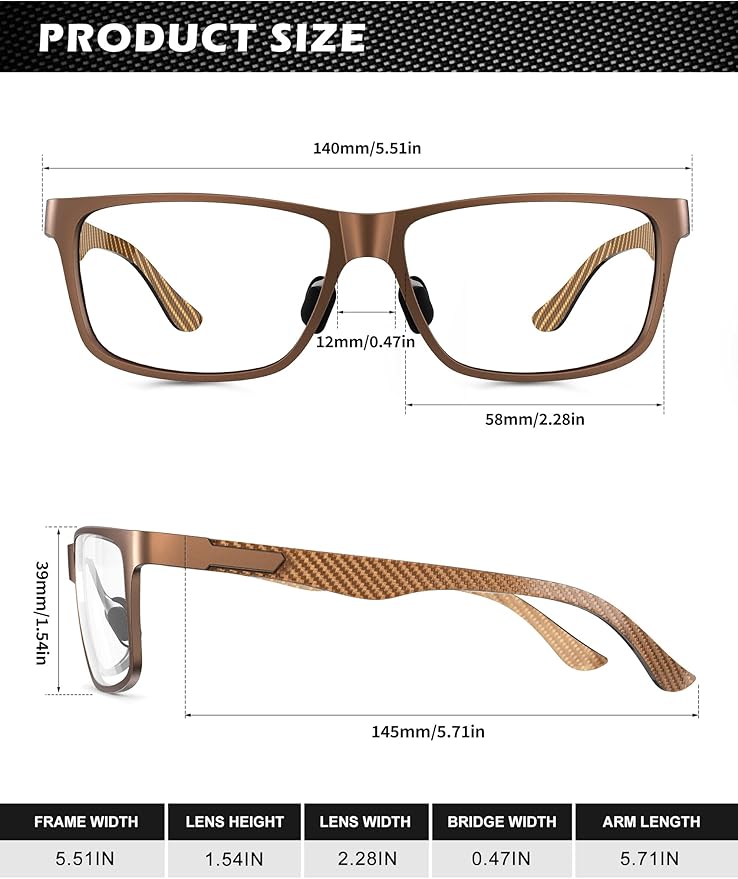 ANYLUV Blue Light Blocking Glasses Men Computer Gaming Glasses Lightweight Al-Mg Metal Anti Eyestrain Eye Protection