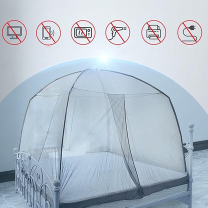 Faraday Fabric Emf Bed Canopy Silver Bed Drapes Mesh Protection Canopy RF Shielding Netting Queen Size (Color : Silver1, Size : Medium)