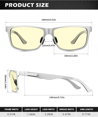 ANYLUV Blue Light Blocking Glasses Men Computer Gaming Glasses Lightweight Al-Mg Metal Anti Eyestrain Eye Protection