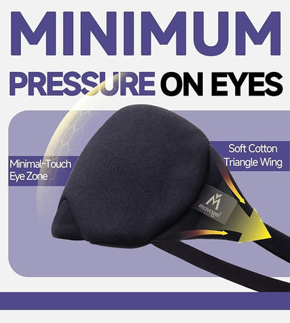 Mavogel Cotton Sleep Eye Mask - Updated Design Light Blocking with Adjustable Nose Bridge, Soft and Comfortable Night Eye Mask for Men Women, Eye Blinder for Shift Work, Includes Travel Pouch, Black