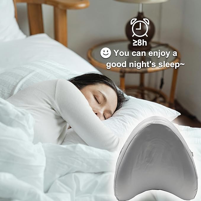 Satin Knee Pillow Cover for Heart Shaped Leg & Knee Foam Support Pillow, Upgraded Invisible Zippered Satin Leg Pillowcase Replacement (10 * 9.5 * 4.9in)-Cover ONlY (Slate Grey)