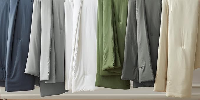 Chezmoi Collection Cliff 3-Piece Lightweight Cooling Comforter Set, Queen- Rayon Derived from Bamboo & Polyester Blended, Soft Breathable Bedding for Hot Sleepers, Light Gray