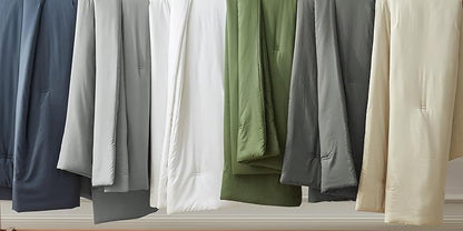 Chezmoi Collection Cliff 3-Piece Lightweight Cooling Comforter Set, Queen- Rayon Derived from Bamboo & Polyester Blended, Soft Breathable Bedding for Hot Sleepers, Light Gray