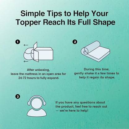 Novilla Queen Memory Foam Mattress Topper 2 Inch, Cooling Gel Infused, Ventilated Pressure Relief Pad, Soft Comfort for Sofa, RV, Camper, Dorm Room