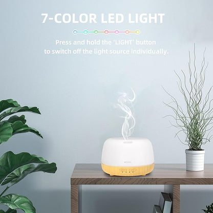 300ML Essential Oil Diffuser,Quiet 8 Hours Operation, 7-Color LED Light, 4 Timer, Remote Control, Aromatherapy Diffuser Auto-Off, for Bedroom, Living Room, Office, Home