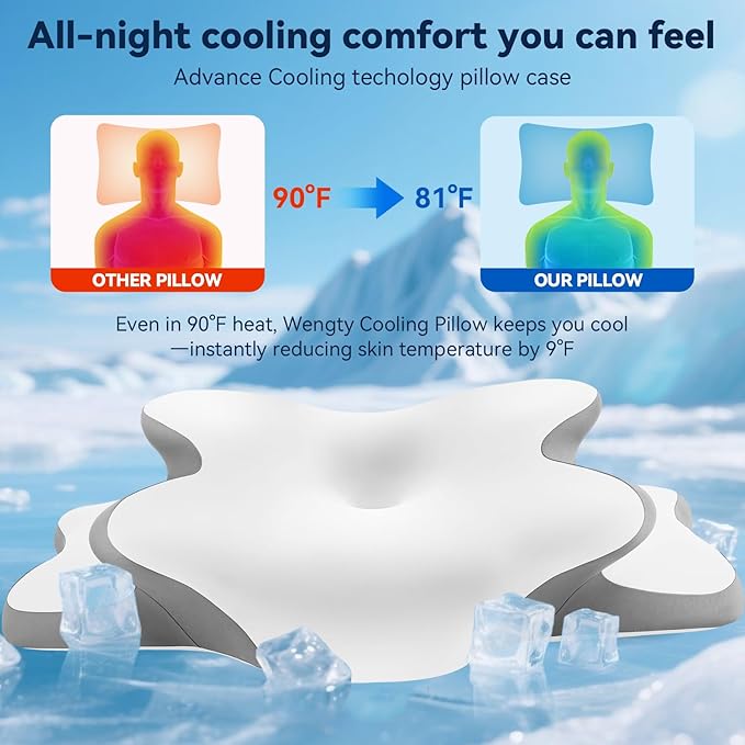 Sleep Apnea Pillow with Neck Pain & Snoring Relief -Orthopedic Cervical Pillow, Ergonomic Contour Memory Foam for Side, Back,Stomach Sleepers, Medium Firm Support(White, Queen Size)