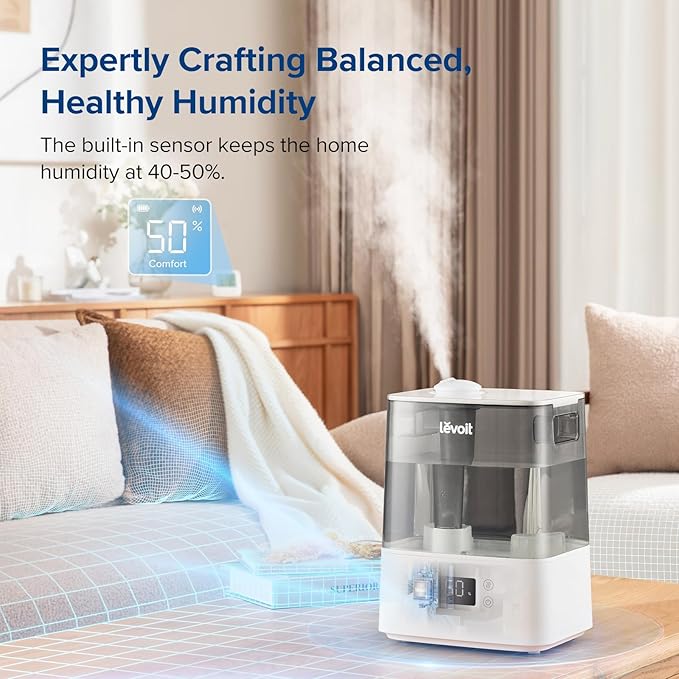 LEVOIT Humidifiers for Bedroom Large Room Home, (6L) & Air Purifiers for Home Large Room, Covers Up to 3175 Sq. Ft, Smart WiFi and PM2.5 Monitor