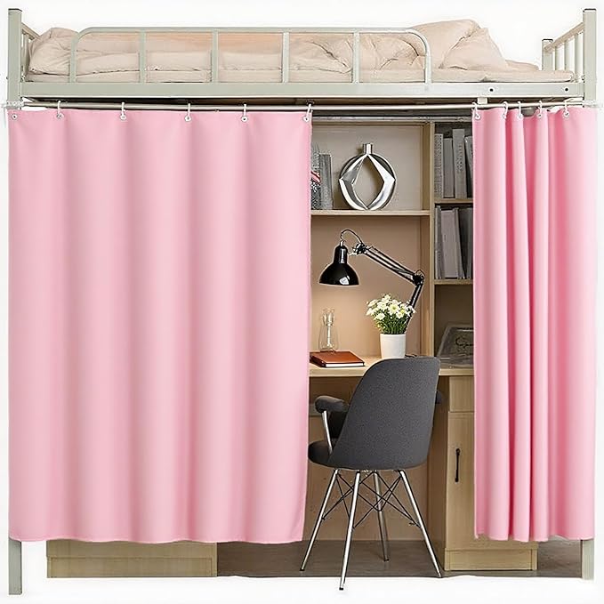 Blackout Bunk Bed Curtains Dorm Loft Privacy Cover Canopy Student Children Single Pink 1PC