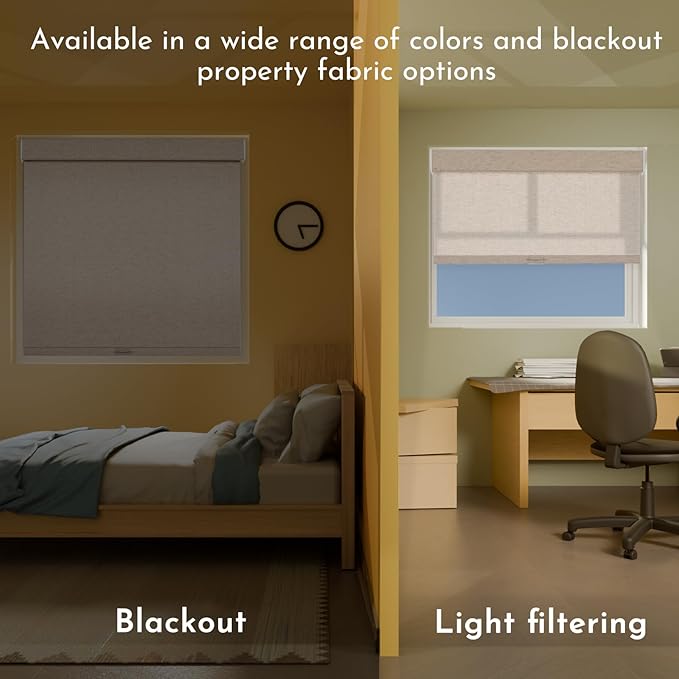 Persilux Blackout Roller Shades for Window Blinds,Cordless,Linen Fabric,Thermal Insulated Fabric UV Protection Shades for Home,Office,Bedroom,Door,Blackout-Beige,29" W X 72" H