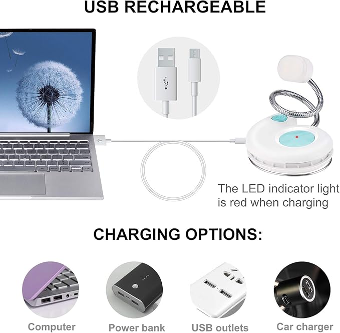 LUXSWAY Rechargeable Reading Book Light for Kids,LED Reading Lights for Books in Bed,Amber Book Lights with Magnetic, Flexible Gooseneck,Cute Bookmark Light for Bookworms-White