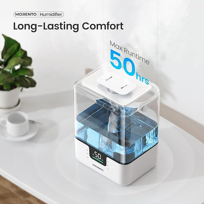 Smart Humidifiers for Bedroom Large Room Home, 6L Cool Mist Top Fill Humidifier with Essential Oil Diffuser, Smart App & Voice Control, for Nursery & Plants, White, 1 Pack + 7 Color NightLight