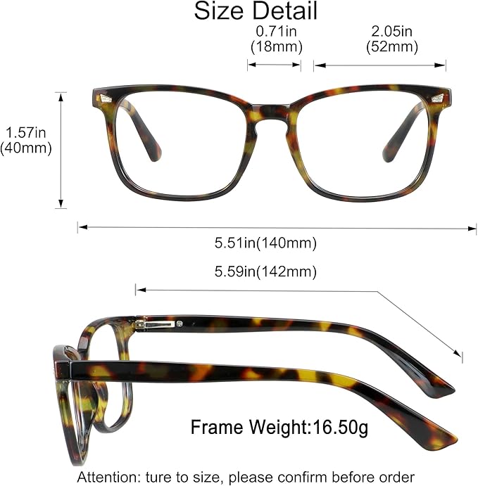 YEIN Progressive Multifocus Reading Glasses, Spring Hinge Blue Light Blocking Glasses for Women Men, No Line Multifocal Readers with Clear Lenses (+0.00/+1.00 magnification)