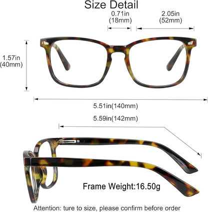 YEIN Progressive Multifocus Reading Glasses, Spring Hinge Blue Light Blocking Glasses for Women Men, No Line Multifocal Readers with Clear Lenses (+0.00/+1.50 magnification)