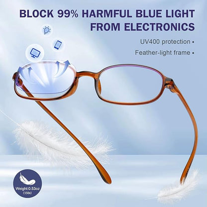 AQWANO 2 Pack Blue Light Blocking Computer Reading Glasses UV Protection Flexible TR90 Frame Lightweight Readers Glasses for Women Men +1.0