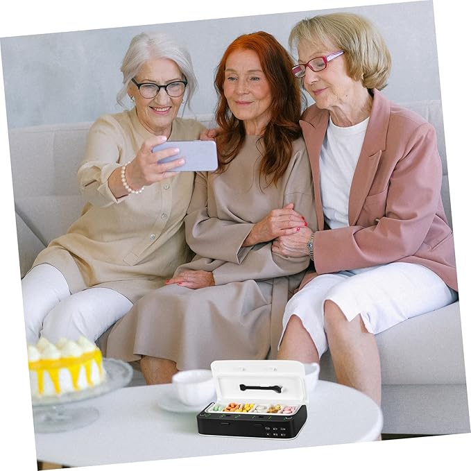 Gatuida 1pc Portable Electronic Medicine Organizer Alarm Reminder for Elderly Timed Dispenser Travel-Friendly Design and Easy to Clean Helps Manage Medication Schedule