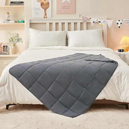 yescool Weighted Blanket 10 Pounds Twin Cooling Weighted Lap Blanket, Grey Heavy Blanket for Sleeping, Weighted Throw Blanket Gift for 80-110lbs, 40" x60