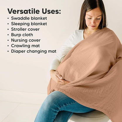 4-Pack Muslin Swaddle Blankets for Boys, Girls - Organic Baby Swaddles for Newborns, Soft & Breathable Receiving Baby Blankets for Girl, Boy, Neutral, Newborn Essentials Gift (Pine)