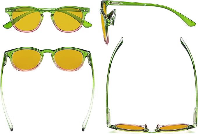 Eyekepper Ladies Blue Light Blocking Glasses with Amber Tinted Filter Lens - Gradient Frame Computer Eyeglasses Women - Green-Pink Frame
