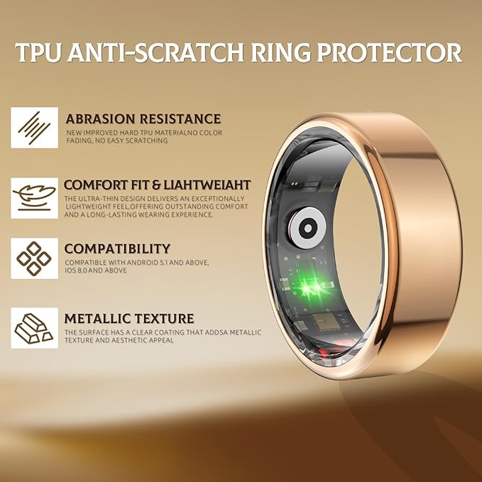Smart Ring for Women & Men- Health Fitness Tracker with HRV/Sleep Monitoring/Step Counter/Calorie&Distance Tracking, 7-Day Battery，Remote Photo,Menstrual Cycle (Silver, #10)