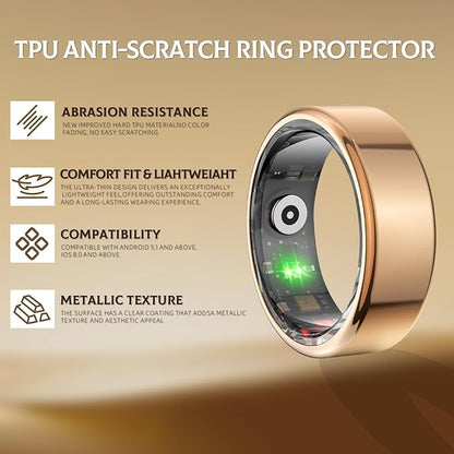 Smart Ring for Women & Men- Health Fitness Tracker with HRV/Sleep Monitoring/Step Counter/Calorie&Distance Tracking, 7-Day Battery，Remote Photo,Menstrual Cycle (Silver, #9)
