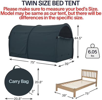 LEEDOR® Bed Tent Dream Tents Bed Canopy Shelter Cabin Indoor Privacy Warm Breathable Pop Up Twin/Full/Queen for Kids and Adult Patent Pending(Mattress Not Included)