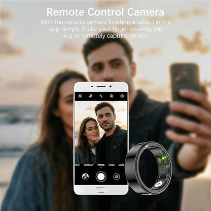 Smart Rings for Women Men, Fitness Ring with Heart Rate, Blood Oxygen, HRV, Pressure, Sleep Tracker, Step Tracker, No Subscription Fee, IP68 Waterproof Smart Ring for iPhone & Android (Black 6#)