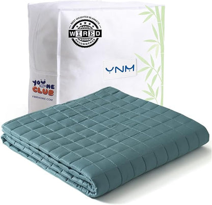 YnM Cooling Weighted Blanket for Adults, 15lbs Heavy Bed Throw for One Person of 140lbs, Perfect for Hot Sleepers or Warm Climates with Rayon/Glass Beads(48x72 Inches,Twin/Full Bed, Sea Grass)
