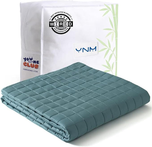 YnM King Size Cooling Weighted Blanket for Adults (88x104 Inches, 25 Pounds, Sea Grass), Perfect for Hot Sleepers with Cooling Rayon/Glass Beads, Heavy Bed Blanket for Couple on Queen or King Bed
