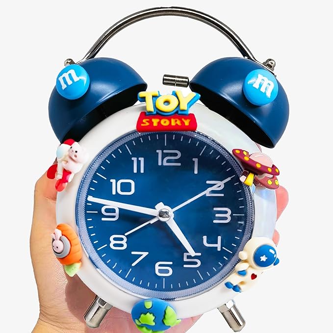Alarm Clock for Kids, Analog Clock for Kids, Alarm Clocks for Bedrooms Heavy Sleepers with DIY Astronaut Sticker Accessories for 5-16 Year Old Boys Gifts (Blue)