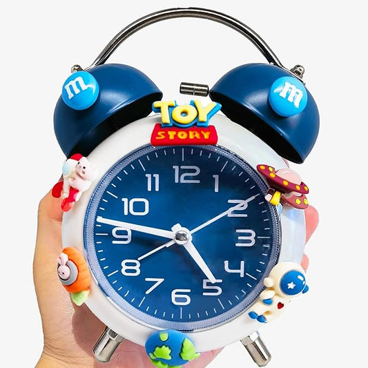 Alarm Clock for Kids, Analog Clock for Kids, Alarm Clocks for Bedrooms Heavy Sleepers with DIY Astronaut Sticker Accessories for 5-16 Year Old Boys Gifts (Blue)